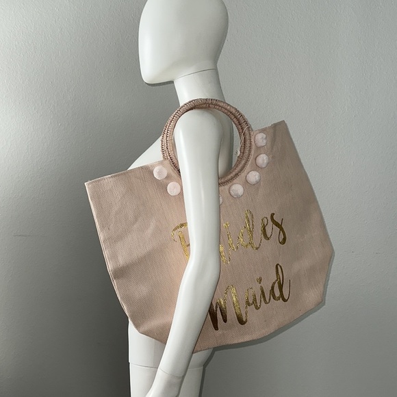 Lot of 4 SHIRALEAH pink vegan *bridesmaid* beach pool tote bag satchel party - Picture 7 of 7